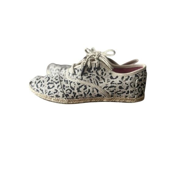 TOMS Shoes Cordones Leopard Animal Print Womens Size 8 Lace Up Espadrilles Beige - Picture 3 of 10